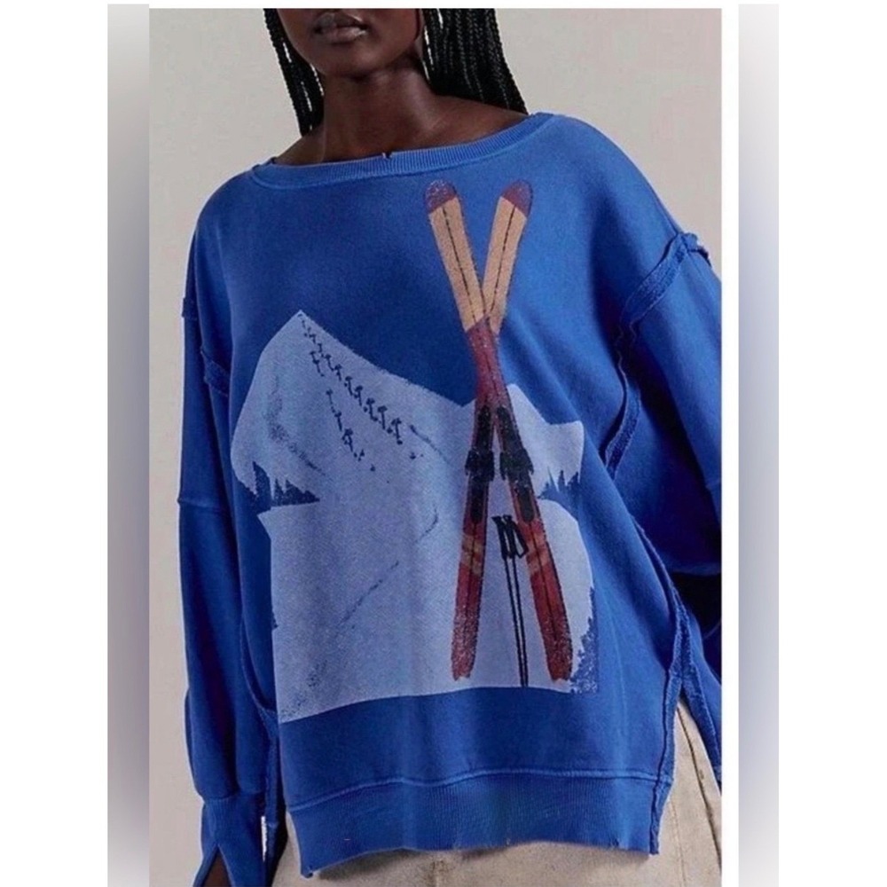 Free People We The Free Graphic Camden Pullover Sweatshirt large New NWT ski